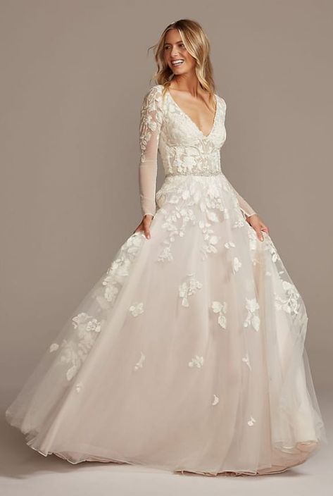 11 Perfect Wedding Dresses for a Second Trip Down the Aisle - Love & Lavender Wedding Dress Empire, Wedding Dress Silk, Second Wedding Dresses, Petite Wedding Dress, Wedding Gown Styles, Long Sleeve Wedding Dress, Davids Bridal Wedding Dresses, Cheap Wedding Dresses Online, Wedding Dress Chiffon