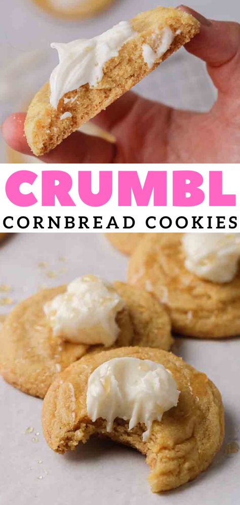 Crumble Cornbread Cookie, Cornbread Crumble Cookie Recipe, Cornbread Cookies Jiffy, Crumbl Cornbread Cookie Recipe, Cornbread Cookies Crumbl, Cornbread Cookies, Cornmeal Cookies, Crumble Cookie Recipe, Cornbread Recipes