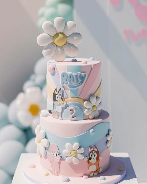 𝗣𝗔𝗧𝗧𝗬 𝗖𝗔𝗞𝗘𝗦 𝗧𝗔𝗦𝗧𝗬 𝗕𝗔𝗞𝗘𝗦 | Bluey and Friends! 💙 Event Coordinator @storybookendingevents #blueycake #blueyandfriends #blueyparty #cake | Instagram Two Bluey Birthday Party, Cielito Lindo Cake Ideas, Bluey Cake Birthday, Bingo And Bluey Cake, Bluey Girls Birthday Cake, Bluey And Bingo Cupcakes, Bluey Girl Cake, Bingo Bluey Cake Ideas, Bluey 5th Birthday Party Girl