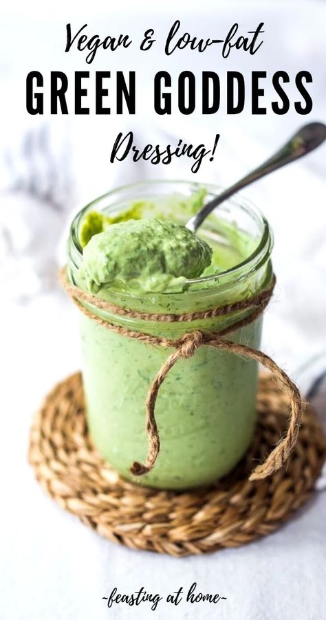 Vegan Green Goddess Dressing that is creamy without added nuts or avocado- made with silken tofu! Healthy, low-calorie and FULL OF FLAVOR! #greengoddessdressing #vegan #vegandressing #vegangoddess #healthygreengoddess #nonuts #vegangreengoddessdressing #lowcaloriedresssing #healthydressing Calories Vegetables, Vegan Green Goddess Dressing, Vegan Munchies, Vegan Green Goddess, Goddess Dressing Recipe, Healthy Dressing, Smart Food, Goddess Dressing, Vegan Dressing