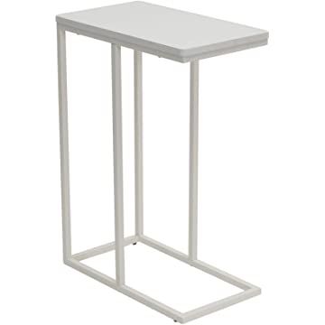 Amazon.com Shopping Cart C Shaped Side Table, Simplistic Style, Metal End Tables, C Table, Living Room Lounge, Traditional Table, White Laminate, Corner Table, White C