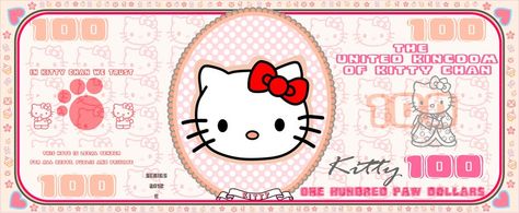 reward money for my students when they do good. Hello Kitty Paper Money, Sanrio Money, Kawaii Money, Hello Kitty Money, Fake Currency, Lilo And Stitch Characters, Money Stickers, Hello Sanrio, Money Planner