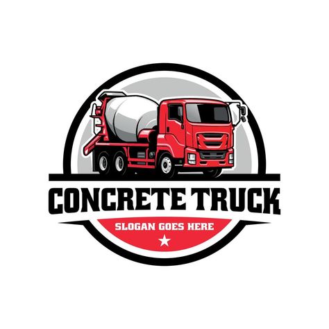 Concrete Logo Design Ideas, Concrete Mixer Truck, Vehicle Illustration, Truck Logo, Concrete Truck, Cement Truck, Construction Vehicle, Logo Design Ideas, Mixer Truck