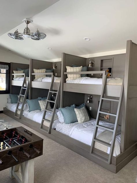 Bunk Room Ideas, Bunk Bed Rooms, House Bunk Bed, Bunk Beds Built In, Bunk Rooms, Built In Bunks, Bunk Bed Designs, Dream House Rooms, Rooms To Go