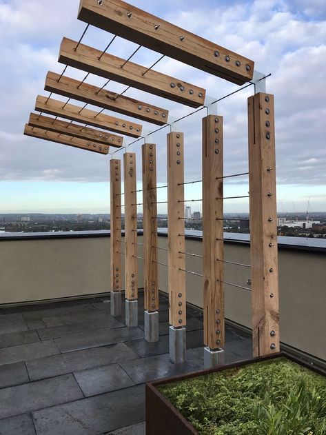 Cantilevered Pergola, Wisteria Trellis, Canopy Architecture, Modern Deck, Backyard Privacy, Farmhouse Landscaping, Hidden Garden, Small Courtyards, Garden Arbor