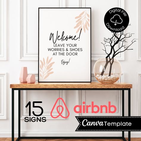 Airbnb Printables, Airbnb Inspiration, Hotel Marketing Design, Airbnb Templates, House Management, Airbnb Signs, Airbnb Sign, Airbnb Tips, Instagram Mockup