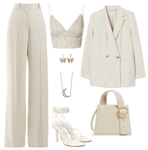 Charismatic in Cream outfit ideas | Formal+Cream=Perfection Luxury Cream Casual Pants, Luxury Chic Cream Pants, Cream Slacks Outfit, Cream On Cream Outfit, Cream Heels Outfit, Classic Cream Formal Pants, Trendy Fitted Cream Pants, Chic Fitted Cream Pants, Cream Outfit Ideas