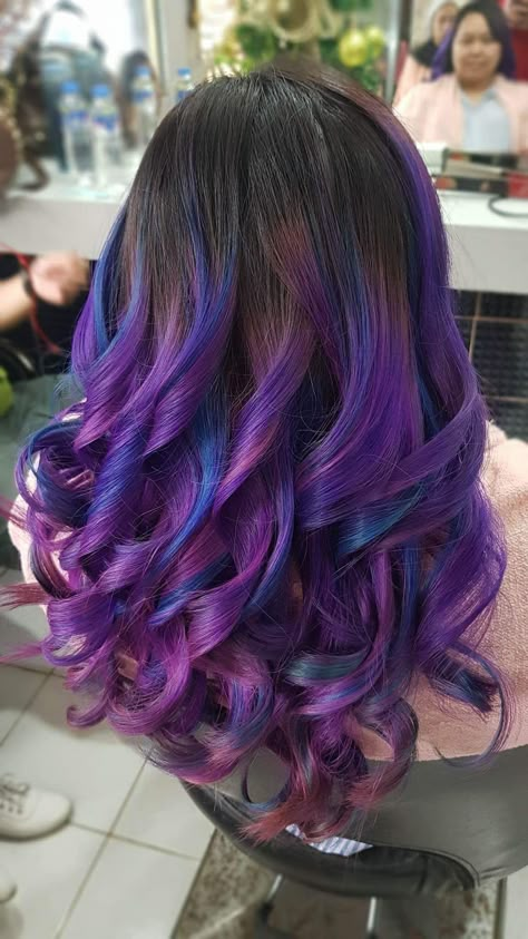 Thanks to Angel Baldomero of Ab & GG salon for creating this look. Balayage / Ombre Used Sparks Purple Passion and Electric Blue Highlights. Purple hair dont care. Unicorn Hair. Galaxy Hair. Mermaid Hair Ombre Hair Purple And Blue, Galaxy Highlights Brown Hair, Mermaid Balayage Hair, Purple And Blue Hair Ombre, Ombre Hair Color Blue Purple, Mermaid Hair Highlights, Blue And Purple Balayage, Galaxy Hair Color Ombre, Blue And Purple Hair Highlights