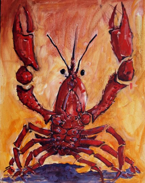 I bought crawfish. Not to fish with or to eat. Just to taunt. Oil on canvas 22"X28" Crawfish Painting, Crawfish Art, Nola Art, Crawfish Party, Holey Moley, Wood Sign Art, Cajun French, Lobster Art, Sea Creatures Art