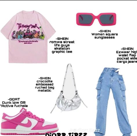 Pink Dunks Outfit Ideas Shein, Active Fushia Dunk Outfit, Pink And White Dunks Outfit Ideas, Fuschia Dunks Outfit, Pink Dunks Outfit, Fuchsia Outfit, Dunk Outfits, Pink Dunks, Dunk Outfit