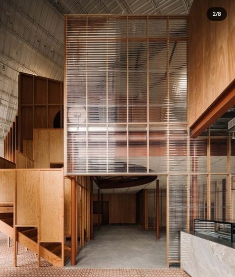 Timber Panelling, Steel Beams, Adaptive Reuse, Retail Interior, Furniture Showroom, Contemporary Architecture, House Front, Beijing, Interior Spaces