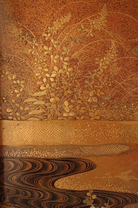 Japanese Lacquer, Japanese Lacquerware, Japanese Screen, Art Chinois, Japon Illustration, Art Japonais, Ukiyo E, Caramel Brown, Japanese Painting