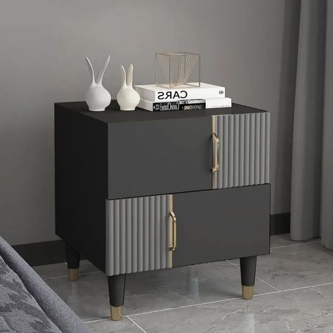 Night Stands Bedroom, Nightstand Bedroom, Bedside Table Grey, Gray Nightstand, Black Nightstand, Bedroom Nightstand, Wooden Bedroom, Wooden Nightstand, Luxury Bedroom Master