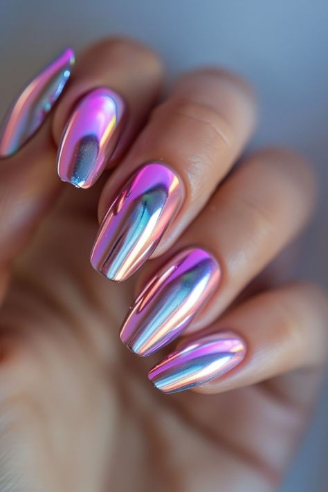 15 Chrome Nails for Summer Ideas You Need to See Chrome Toe Nails Designs, Summer Chrome Nails 2024, Neon Chrome Nails, Chrome Nail Designs, White Chrome Nails, Neon Pastel, Fun Nail Colors, Chrome Nail Powder, Chrome Nails Designs