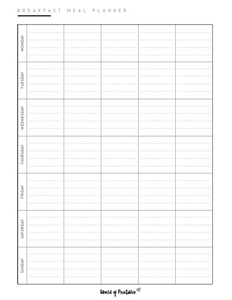 Take the stress out of meal planning with our printable breakfast meal planner template. With space to jot down your grocery list and prep notes, you'll be able to whip up delicious breakfasts in no time. Blank Monthly Meal Plan Template, Monthly Planner Template Free Printable, Monthly Meal Planning Printable, Dinner Meal Planner, Ipad Journaling, Meal Planner Printable Free, Digital Minimalism, Ring Planner, Meal Planner Template