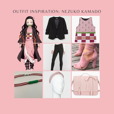 Nezuko Casual Outfit, Nezuko Inspired Outfit, Nezuko Hairstyle, Demon Slayer Inspired Outfits, Nezuko Outfit, Slayer Nezuko, Demon Slayer Nezuko, Nezuko Cosplay, Character Inspired Outfits