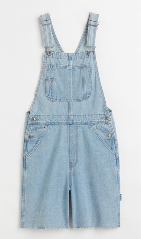 Denim Dungaree Shorts, Denim Overall Shorts, Denim Dungaree, Dungarees Shorts, Denim Overalls Shorts, H&m Shorts, Denim Cutoffs, Denim Overalls, Light Wash Denim