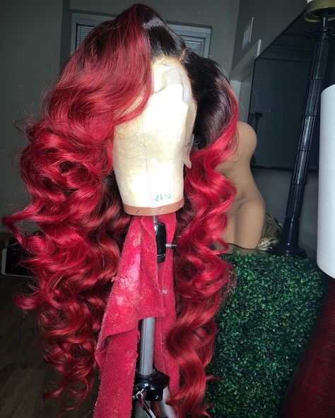 15.4k Likes, 232 Comments - Alonzo Arnold (@iamalonzoarnold) on Instagram: “#customunit #bigred frontal unit using four bundles of my indian raw waves 30 inches. I got so many…” Wigs Hairstyles, Hair Colorful, Wavy Wigs, Hair Brands, Human Virgin Hair, Hair Laid, Love Hair, Black Girls Hairstyles, Women Lace