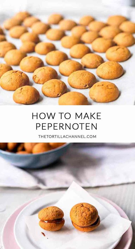 Looking for a great sweet treat try these peppernuts cookies also known as pepernoten? Pepernoten are a Dutch treat that taste like gingerbread cookies. You can easily turn them into macarons. Visit thetortillachannel.com for the full recipe + video #thetortillachannel #peppernuts #pepernoten #kruidnoten #gingerbreadcookies Nutella Macarons, Savory Baking, Homemade Nutella, No Knead Bread, Savoury Baking, Sweet Bread, Recipe Video, Favorite Cookies, Cookie Monster