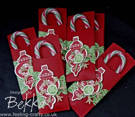 christma candy cane decorations | Cute Candy Cane Holder by Stampin' Up! Demonstrator Bekka Prideaux www ... Candy Cane Holders, Craft Fair Ideas, Candy Cane Holder, Christmas Treats Holders, Candy Cane Crafts, Up Craft, Christmas Craft Fair, Candy Crafts, Christmas Paper Crafts