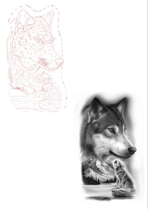 Wolf Tattoo Stencil, Tattoo Ideas Realistic, Shaded Tattoos, Wolf Tattoo Ideas, Tattoo Shading, Stencil Outline, Tattoo Outline Drawing, Wolf Tattoo Design, Tattoo Stencil Outline