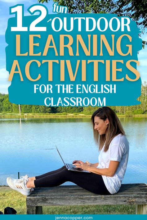 Are you ready to take your middle and high school students outdoors this season? If so, this blog post is for you! This post gives you 12 engaging and fun outdoor learning activities that are perfect for English language arts classroom! You'll find ideas for creative writing and thinking, discussions, and physical activity and movement. Learning outdoors in nature is a perfect way to supplement your Transcendentalism lesson plans or spring and summer activities. Outdoor Ela Activities, Outdoor Education Activities Middle School, Outdoor English Activities, Outdoor Reading Activities, Outdoor Teaching Ideas, Middle School Classroom Activities, 2024 Writing, Outdoor Classroom Activities, Teaching Literary Analysis