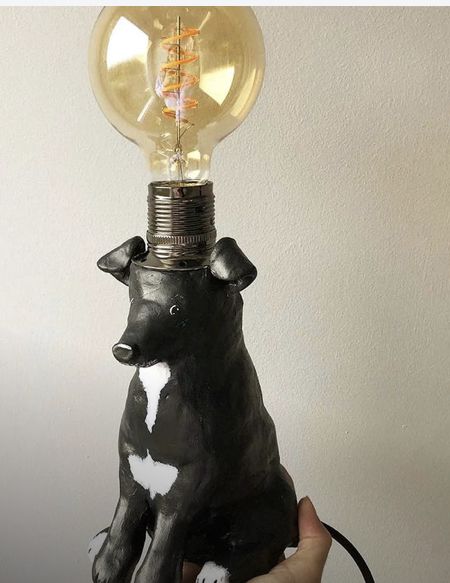 Animal Lamp Base, Ceramic Lamps Handmade, Dog Lamp, Animal Lamp, Clay Animals, Ceramic Lamp, Air Dry Clay, Lamp Bases, Ceramics