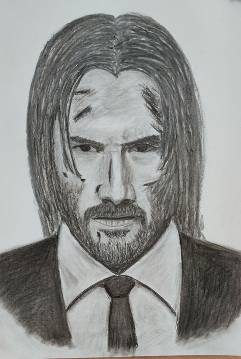 Keanu Reeves Portrait John Wick Portrait, John Wick Drawing, Keanu Reeves Portrait, Portrait Charcoal, God Of Wars, Summer Drawings, Charcoal Portraits, Art Challenge, Keanu Reeves