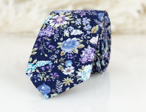 Navy Lavender Shades of Blue Floral Tie Lavender Floral - Etsy Navy Suit With Lavender Tie, Navy Suit Lilac Tie, Purple Groomsmen, Elegant Lavender Standard Tie, Purple Floral Tie, Groom Gift Box, Adjustable Blue Floral Print Tie, Suspenders For Kids, Blazer Bleu