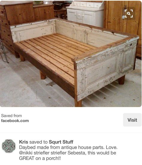 i love daybeds especially for your den sofa !this is wonderful! gemjunkiejewels💎 Diy Daybeds, Daybed Porch, Daybed Diy, Best Daybeds, Doors Outdoor, Door Headboard, Diy Daybed, Daybed Mattress, Antique House