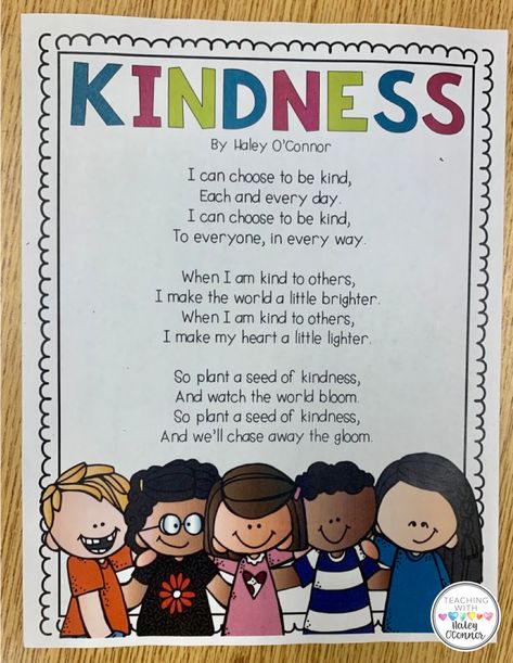 Kindness Lessons & Activities from Teaching with Haley | character education lessons, teaching kindness to kids, kindness lessons first grade, character education activities Kindness Poem Kindergarten, Importance Of Kindness Speech, English Poem For Grade 2, 3rd Grade Poems, Kindness Poem Poetry, Poem On Kindness, Poetry For 2nd Grade, English Recitation For Class 3, Poems For First Grade