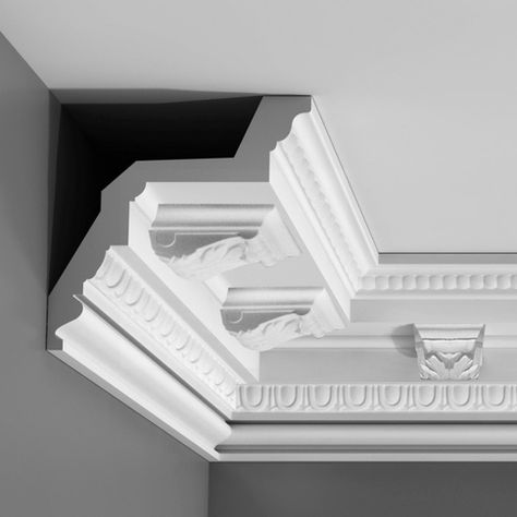 Federal Exterior Cornice Mouldings 7256 - Coving Shop London UK Cornices Ceiling, Cornice Design, Orac Decor, Cast Iron Radiators, Ceiling Design Bedroom, Panel Moulding, Decorative Mouldings, Uk Homes, High Walls