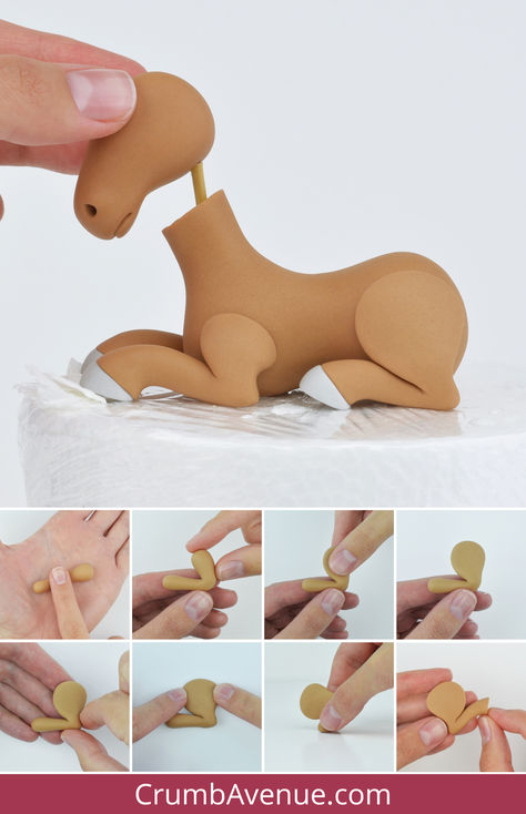 Fondant Animals Tutorial, Birthday Cake For Girl, Fondant Horse, Polymer Clay Ideas, Horse Cake Toppers, Fondant Cakes Birthday, Horse Cake, Farm Cake, Fimo Polymer Clay