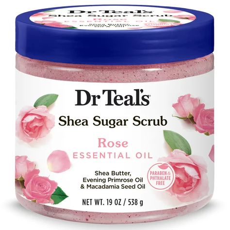 Dr Teals, Rose Scrub, Shea Sugar Scrub, Natural Body Scrub, Exfoliating Body Scrub, Sugar Body Scrub, Sugar Body, Macadamia Oil, Primrose Oil