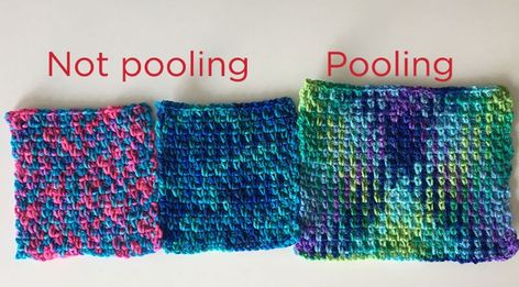 Pooling Crochet, Color Pooling, Linen Stitch, Variegated Yarn, Moss Stitch, Yarn Projects, Quick Guide, Knitting Techniques, Loom Knitting