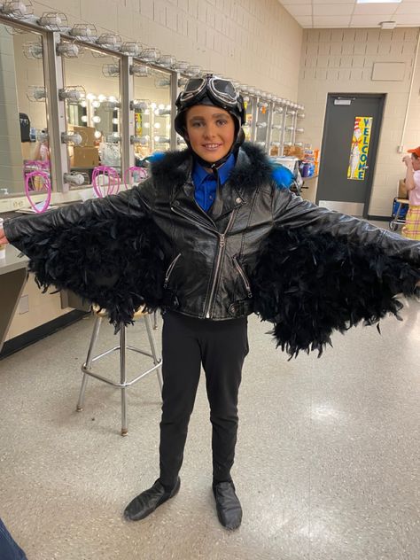 Leather jacket with feather boas sewn onto felt panels. Suessical The Musical, Seussical Jr, Felt Panels, Seussical Costumes, Theatre Ideas, Musical Theatre Costumes, Theater Costumes, Feather Boas, Kids Theater