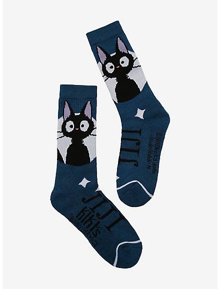 Studio Ghibli Kiki's Delivery Service Jiji Circle Crew Socks, Studio Ghibli Kiki's Delivery Service, Ghibli Kiki's Delivery Service, One Piece Birthdays, Anime Socks, Kiki Delivery, Kiki's Delivery Service, Anime Accessories, Black Socks, Fashion Wishlist