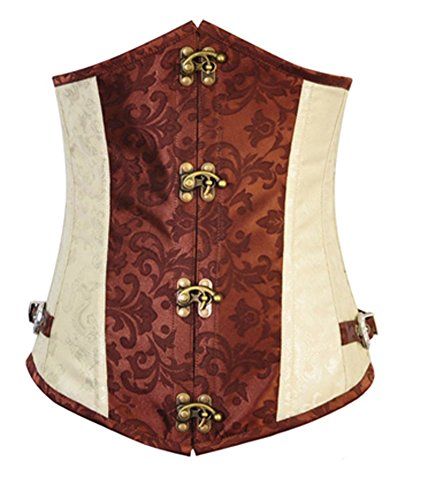 Blidece Full Steel Steampunk Lace up Boned Underbust Bustier Corset Top Small Blidece http://www.amazon.ca/dp/B0119D67TY/ref=cm_sw_r_pi_dp_NrH.vb054CZ33 Pirate Corset, Moda Steampunk, Corset Underbust, Brown Corset, Corsets Vintage, Steampunk Corset, Steel Boned Corsets, Vintage Corset, Gothic Corset