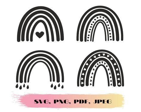 Kids Room Accessories, Rainbow Tattoos, Drawing Programs, Idee Cricut, Rainbow Svg, Black Rainbow, Mama Svg, Baby Tattoos, Diy Cross Stitch