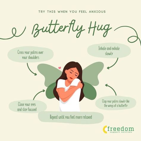 Butterfly Hug, Cycle Care, Emdr Therapy, Mental Health Facts, Self Care Bullet Journal, Career Counseling, Counseling Resources, Mental Health Resources, Therapy Tools