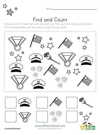 Memorial Day Find and Count Worksheets | All Kids Network Memorial Day Worksheets, Coloring Worksheets For Kindergarten, Memorial Day Activities, Printable Worksheets For Kids, Worksheets For Preschoolers, Subtraction Kindergarten, Kindergarten Addition Worksheets, Addition Kindergarten, Blends Worksheets