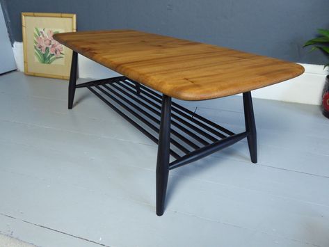 Vintage Retro Mid Century Ercol Long Coffee Table 459 Refurbished Scandi Style | Ercol | Ercol | Vinterior Ercol Coffee Table, Long Coffee Table, Vintage Coffee Tables, Mid Century Living, Mid Century Living Room, Coffee Tables For Sale, Coffee Table Vintage, Scandi Style, Retro Mid Century