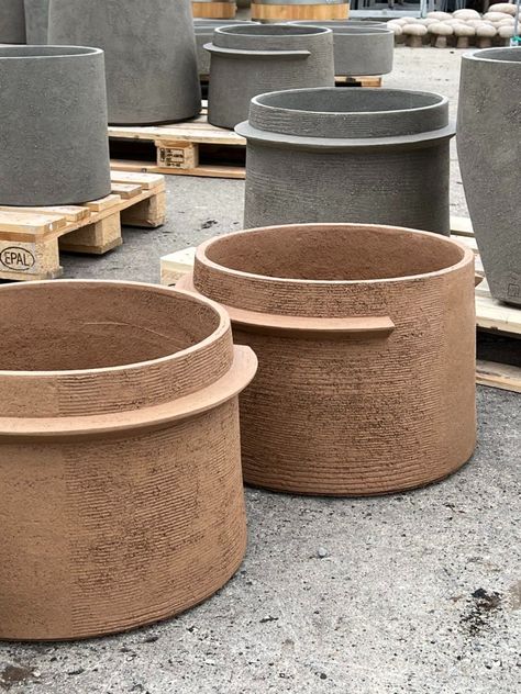 Contemporary Belgian Stoneware Pots – MK Series | Detroit Garden Works Detroit Garden Works, Reclaimed Wood Benches, Pottery Plant Pot, Ceramics Pottery Bowls, Garden Works, Planting Pots, Rustic Ceramics, Rough Texture, Concrete Pots