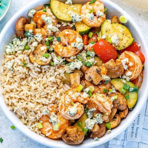 One-Pan Buffalo Shrimp and Veggies | Clean Food Crush Buffalo Shrimp Bowl, Cfc Recipes, Cleanfoodcrush Recipes, Shrimp And Veggies, Buffalo Shrimp, One Pan Meal, Clean Foods, 2b Mindset, Clean Food Crush