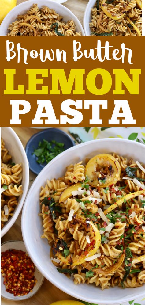 Quick and Easy Brown Butter Whole Lemon Pasta - Slice of Jess Brown Butter Lemon Pasta, Pasta With Lemon Sauce, Butter Broccoli, Broccoli Lemon, Garlic Butter Pasta, Boxed Mac And Cheese, Brown Butter Sauce, Carmelized Onions, Easy Butter