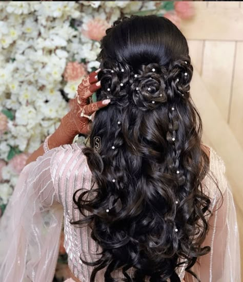 Sweet 16 Hairstyles, Rose Braid, Quinceanera Hairstyles, Quince Hairstyles, Open Hairstyles, Indian Bridal Hairstyles, Indian Brides, Front Hair Styles, My Angel