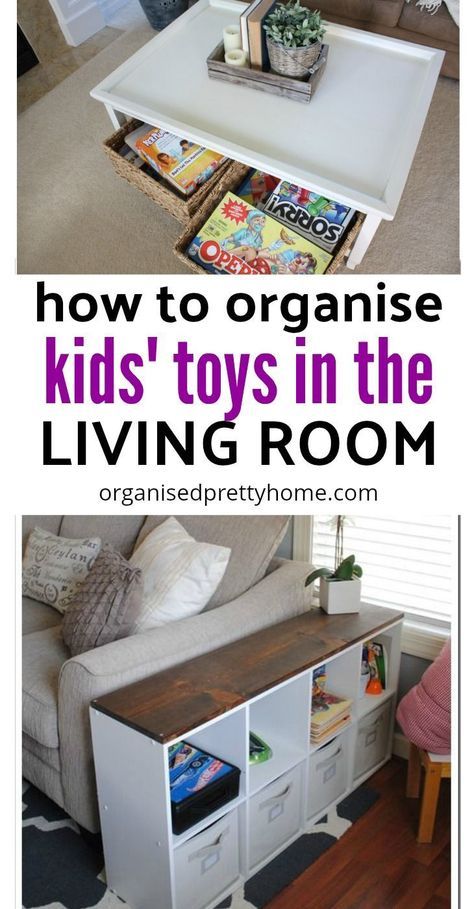 Toy Organization Living Room, Diy Hidden Storage Ideas, Living Room Toy Storage, Toy Room Organization, Organizing Toys, Family Friendly Living Room, Ideas For Organizing, Puzzle Storage, Diy Toy Storage