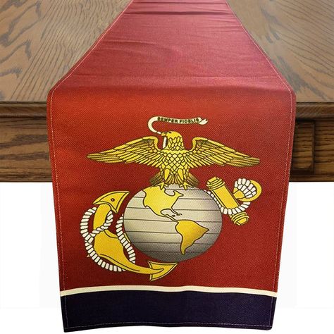 Marine Retirement, Marine Party, Dining Table Linen, Usmc Birthday, Military Retirement Parties, Military Retirement, Home Party Decor, Marine Theme, Kitchen Dining Table