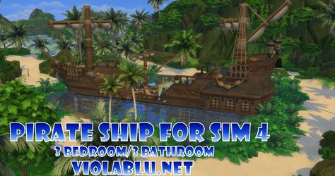 Sims 4 Pirate Ship, Pirate Ship House, Cute Calendars, Octopus Lamp, Ship House, Falling Objects, Dress Up Games, Cute Calendar, Seamless Background