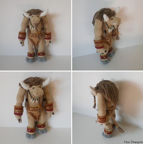 Crochet Tauren from World of Warcraft by #missdolkapots World Of Warcraft Crochet Pattern, World Of Warcraft Tauren, World Of Warcraft Crochet, Fantasy Crochet, I Will Get There, Crochet Game, Crochet Monsters, Crochet Animals Free Patterns, Spinning Yarn